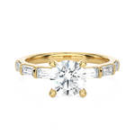 Round Lab Grown Diamond Side Stone Engagement Ring