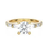 Round Lab Grown Diamond Side Stone Engagement Ring
