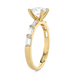 Round Lab Grown Diamond Side Stone Engagement Ring