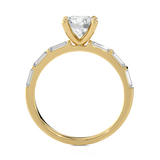 Round Lab Grown Diamond Side Stone Engagement Ring