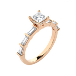 Round Lab Grown Diamond Side Stone Engagement Ring