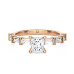 Round Lab Grown Diamond Side Stone Engagement Ring