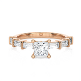 Round Lab Grown Diamond Side Stone Engagement Ring