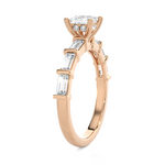 Round Lab Grown Diamond Side Stone Engagement Ring