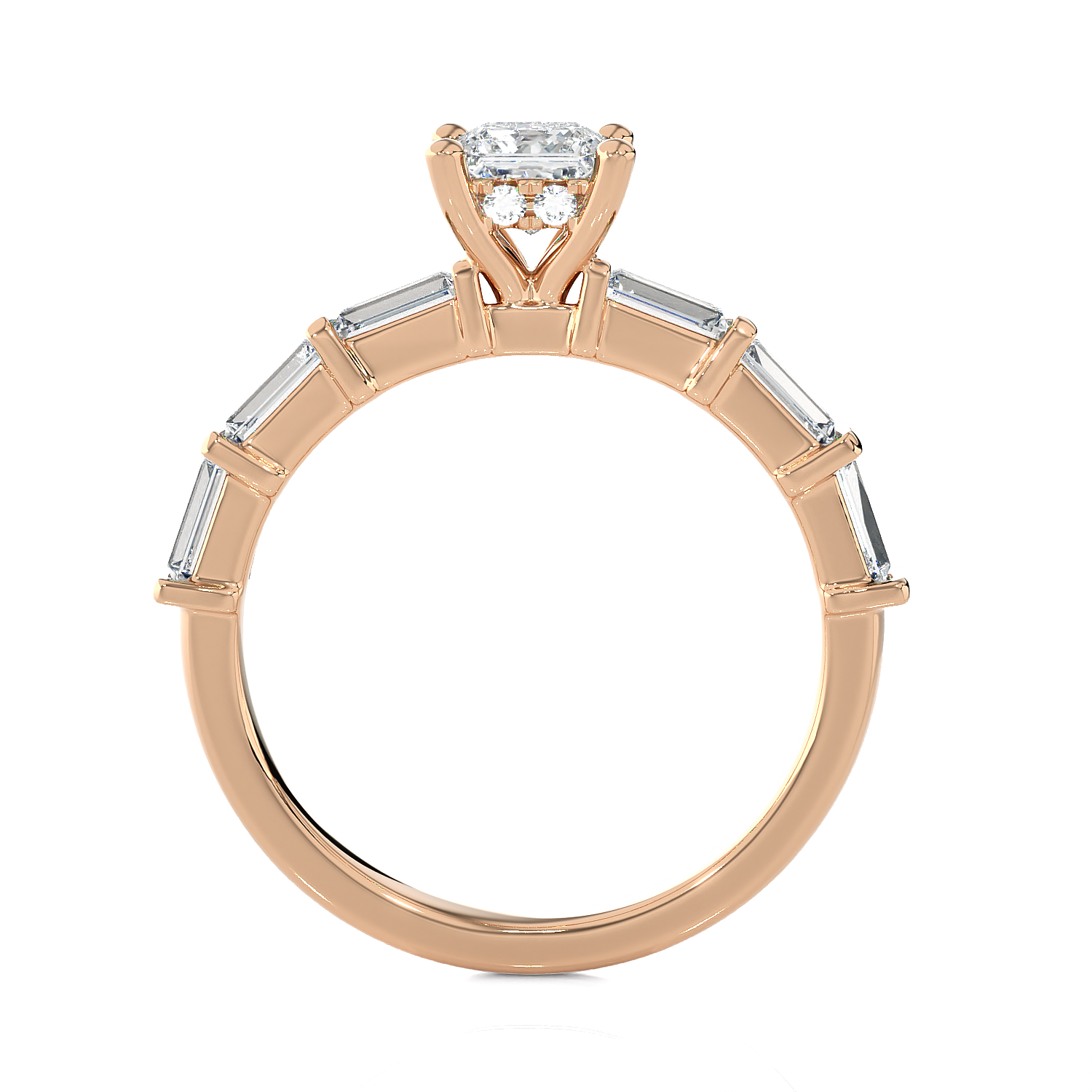 Round Lab Grown Diamond Side Stone Engagement Ring
