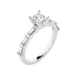 Round Lab Grown Diamond Side Stone Engagement Ring