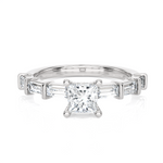 Round Lab Grown Diamond Side Stone Engagement Ring