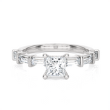 Round Lab Grown Diamond Side Stone Engagement Ring
