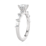 Round Lab Grown Diamond Side Stone Engagement Ring