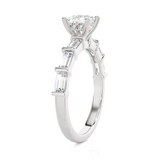 Round Lab Grown Diamond Side Stone Engagement Ring