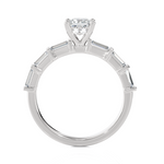 Round Lab Grown Diamond Side Stone Engagement Ring