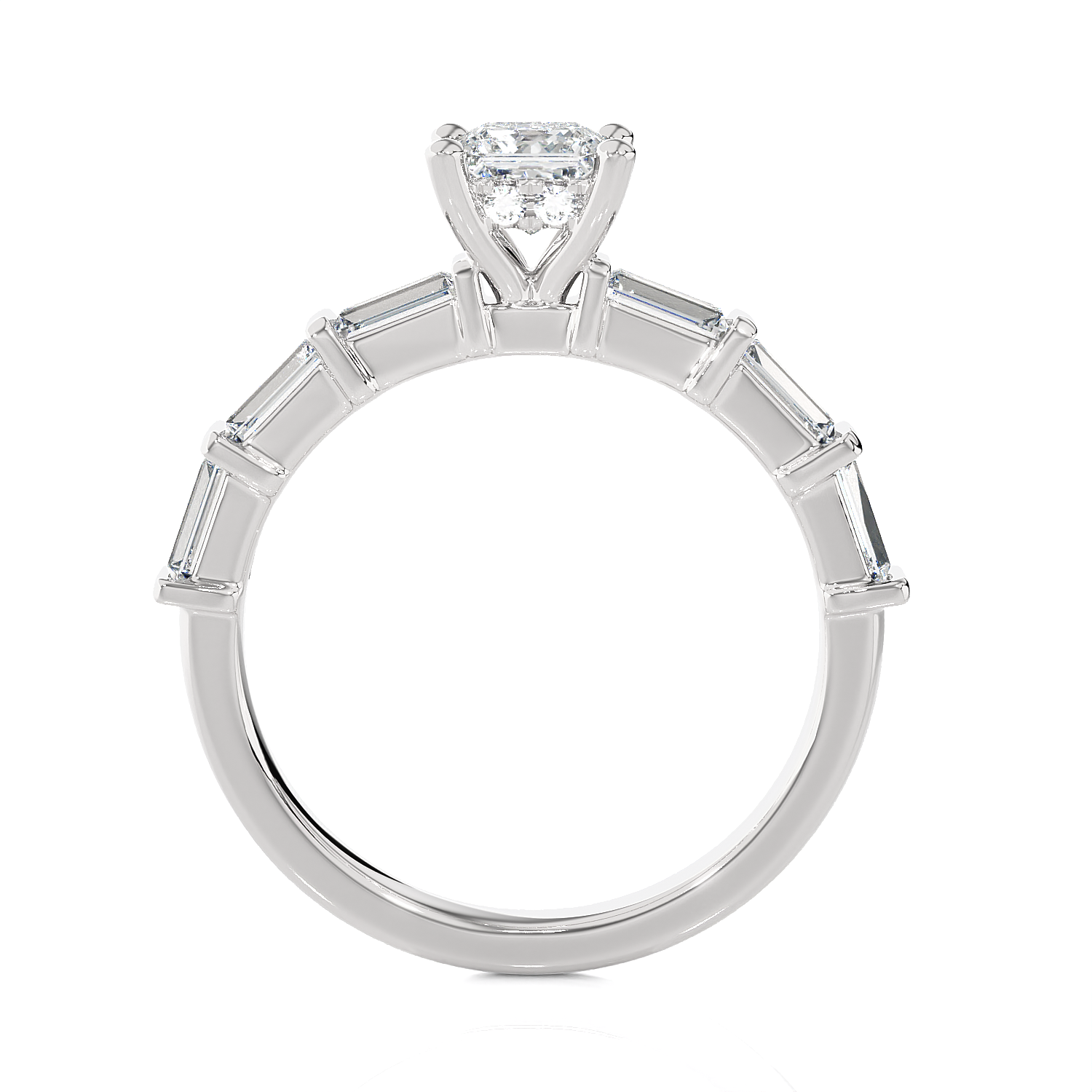 Round Lab Grown Diamond Side Stone Engagement Ring