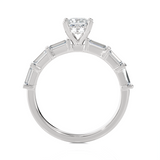 Round Lab Grown Diamond Side Stone Engagement Ring