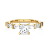 Round Lab Grown Diamond Side Stone Engagement Ring