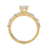 Round Lab Grown Diamond Side Stone Engagement Ring