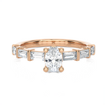 1 ctw Round Lab Grown Diamond Side Stone Engagement Ring