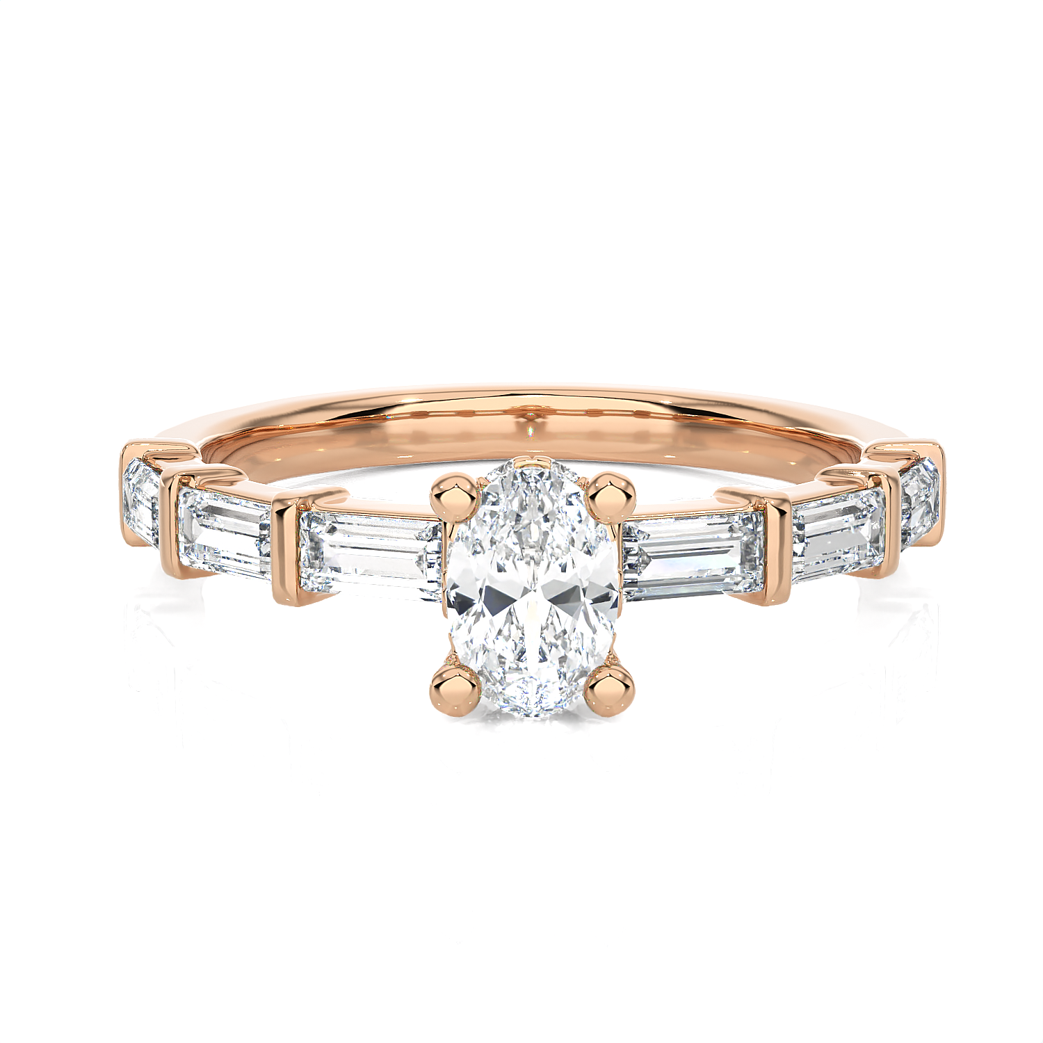 1 ctw Round Lab Grown Diamond Side Stone Engagement Ring