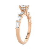 1 ctw Round Lab Grown Diamond Side Stone Engagement Ring