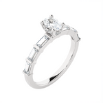 1 ctw Round Lab Grown Diamond Side Stone Engagement Ring