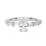 1 ctw Round Lab Grown Diamond Side Stone Engagement Ring