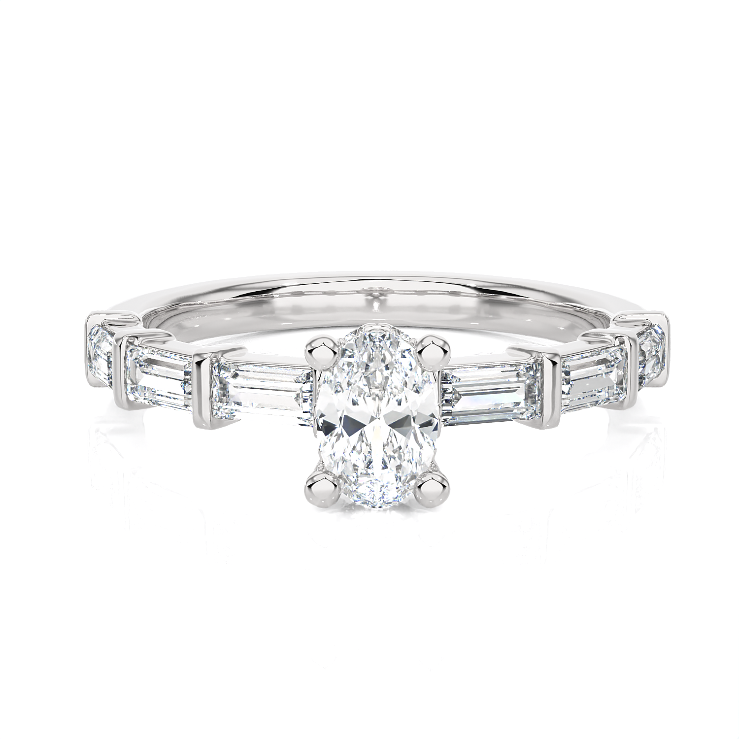 1 ctw Round Lab Grown Diamond Side Stone Engagement Ring
