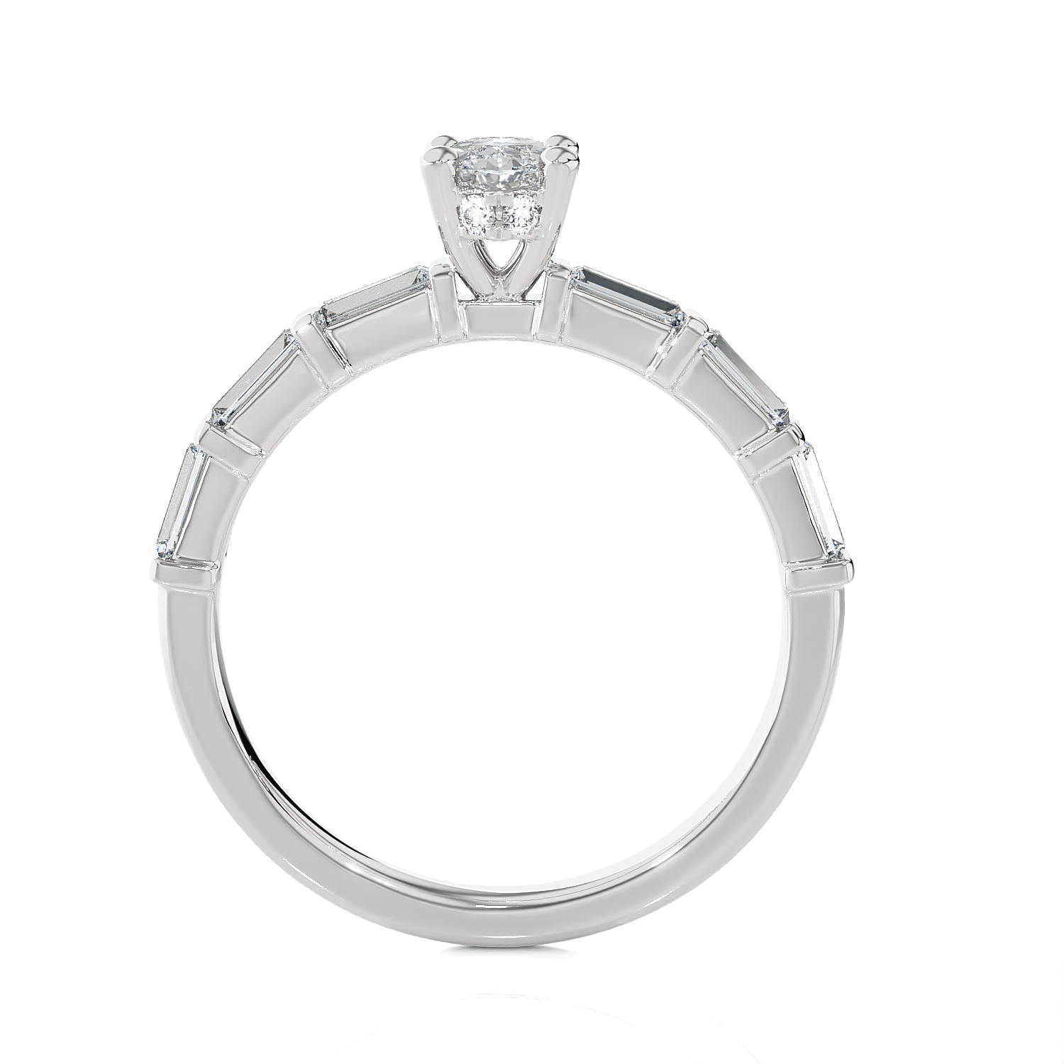 1 ctw Round Lab Grown Diamond Side Stone Engagement Ring