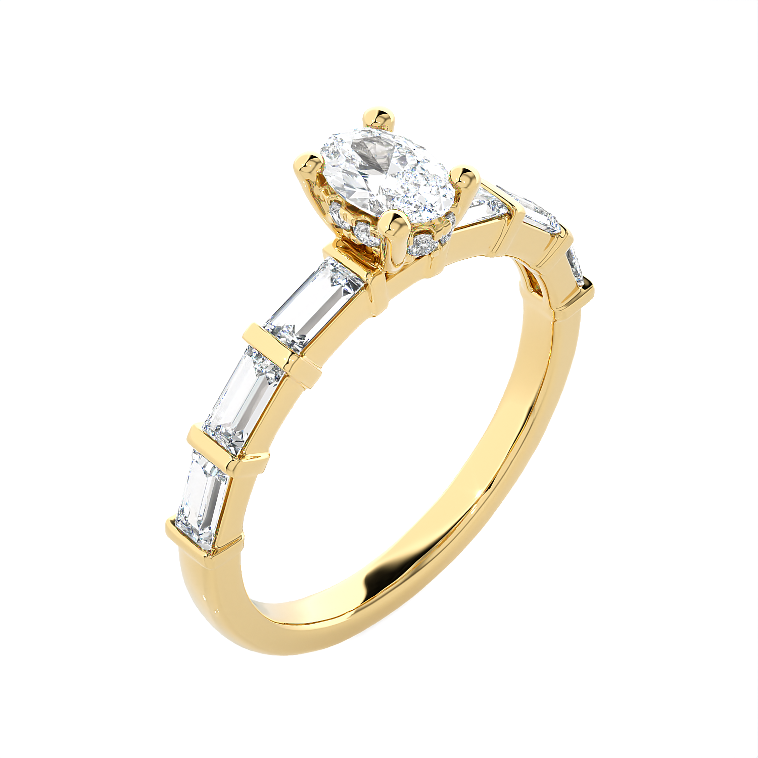 1 ctw Round Lab Grown Diamond Side Stone Engagement Ring
