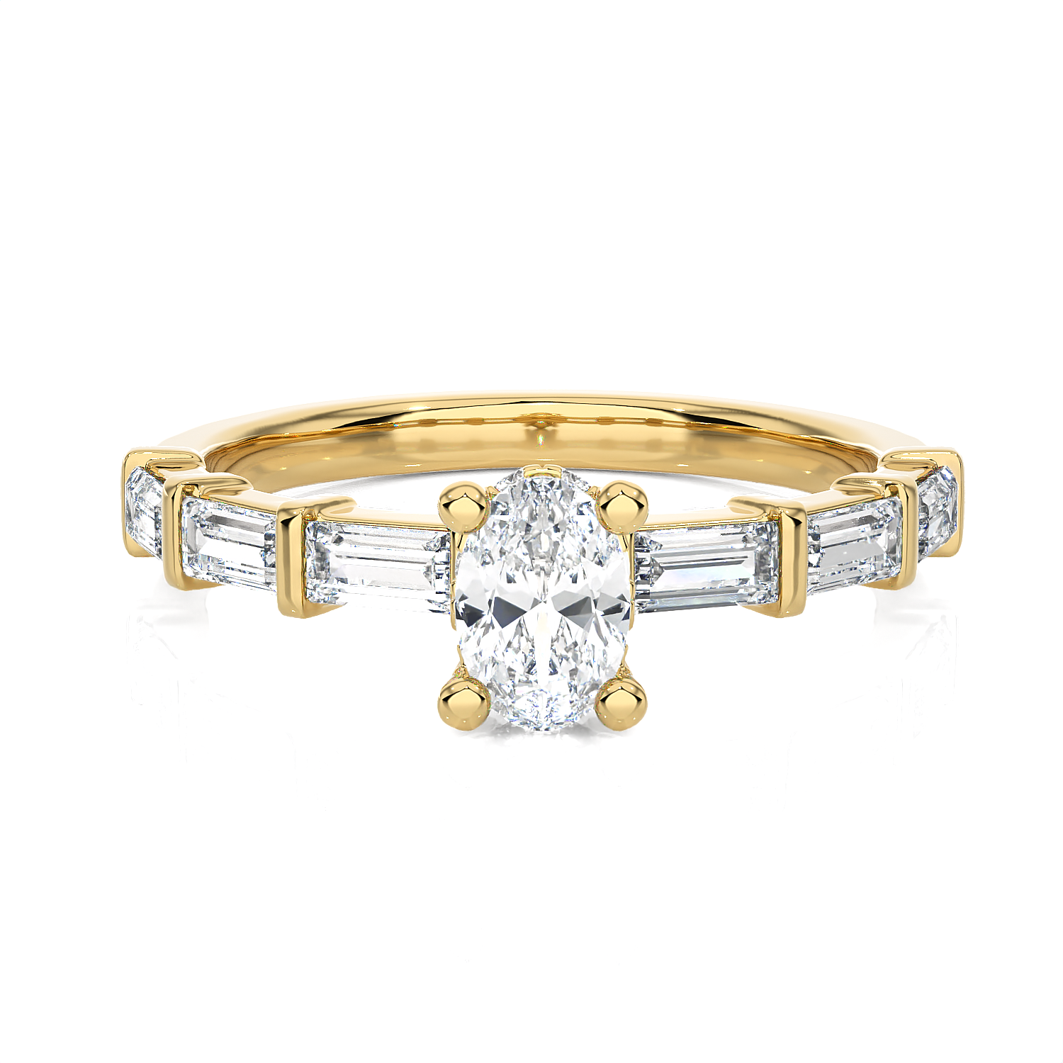1 ctw Round Lab Grown Diamond Side Stone Engagement Ring