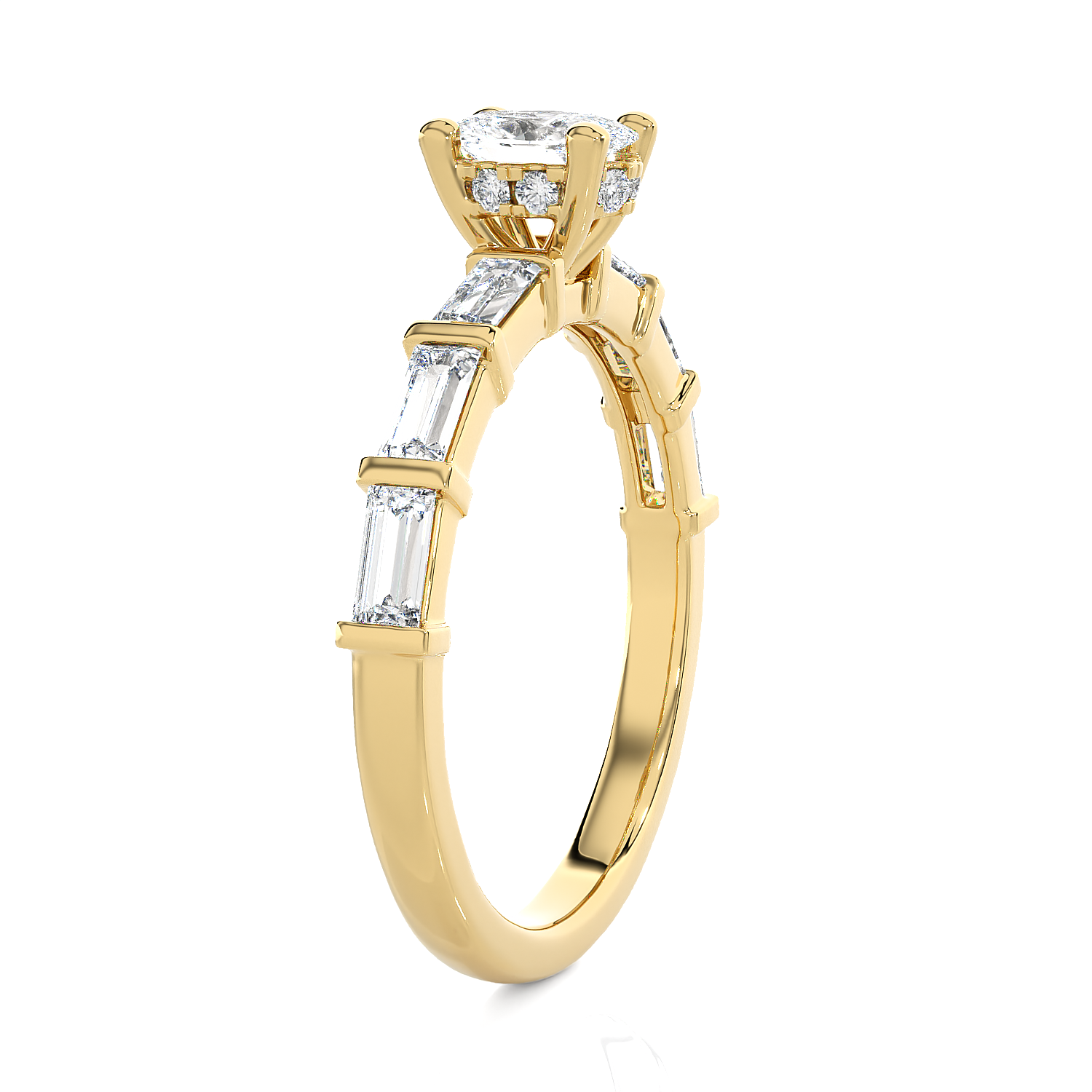 1 ctw Round Lab Grown Diamond Side Stone Engagement Ring
