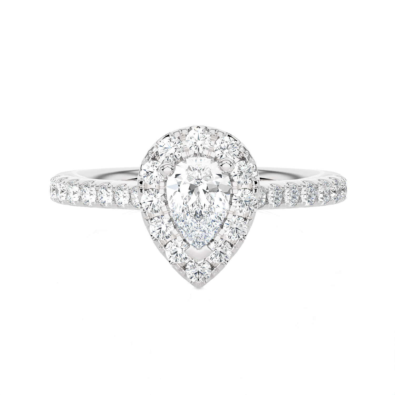 1 1/5 ctw Pear-Shaped Lab Grown Diamond Halo Engagement Ring