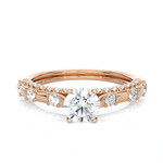Round Lab Grown Diamond Side Stone Engagement Ring