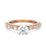 Round Lab Grown Diamond Side Stone Engagement Ring