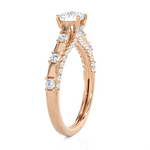 Round Lab Grown Diamond Side Stone Engagement Ring