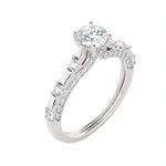 Round Lab Grown Diamond Side Stone Engagement Ring