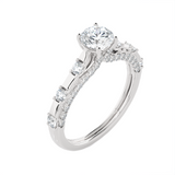 Round Lab Grown Diamond Side Stone Engagement Ring