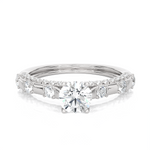 Round Lab Grown Diamond Side Stone Engagement Ring