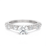 Round Lab Grown Diamond Side Stone Engagement Ring