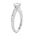 Round Lab Grown Diamond Side Stone Engagement Ring