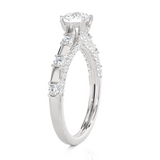 Round Lab Grown Diamond Side Stone Engagement Ring