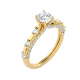 Round Lab Grown Diamond Side Stone Engagement Ring