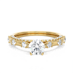 Round Lab Grown Diamond Side Stone Engagement Ring