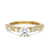 Round Lab Grown Diamond Side Stone Engagement Ring