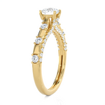 Round Lab Grown Diamond Side Stone Engagement Ring