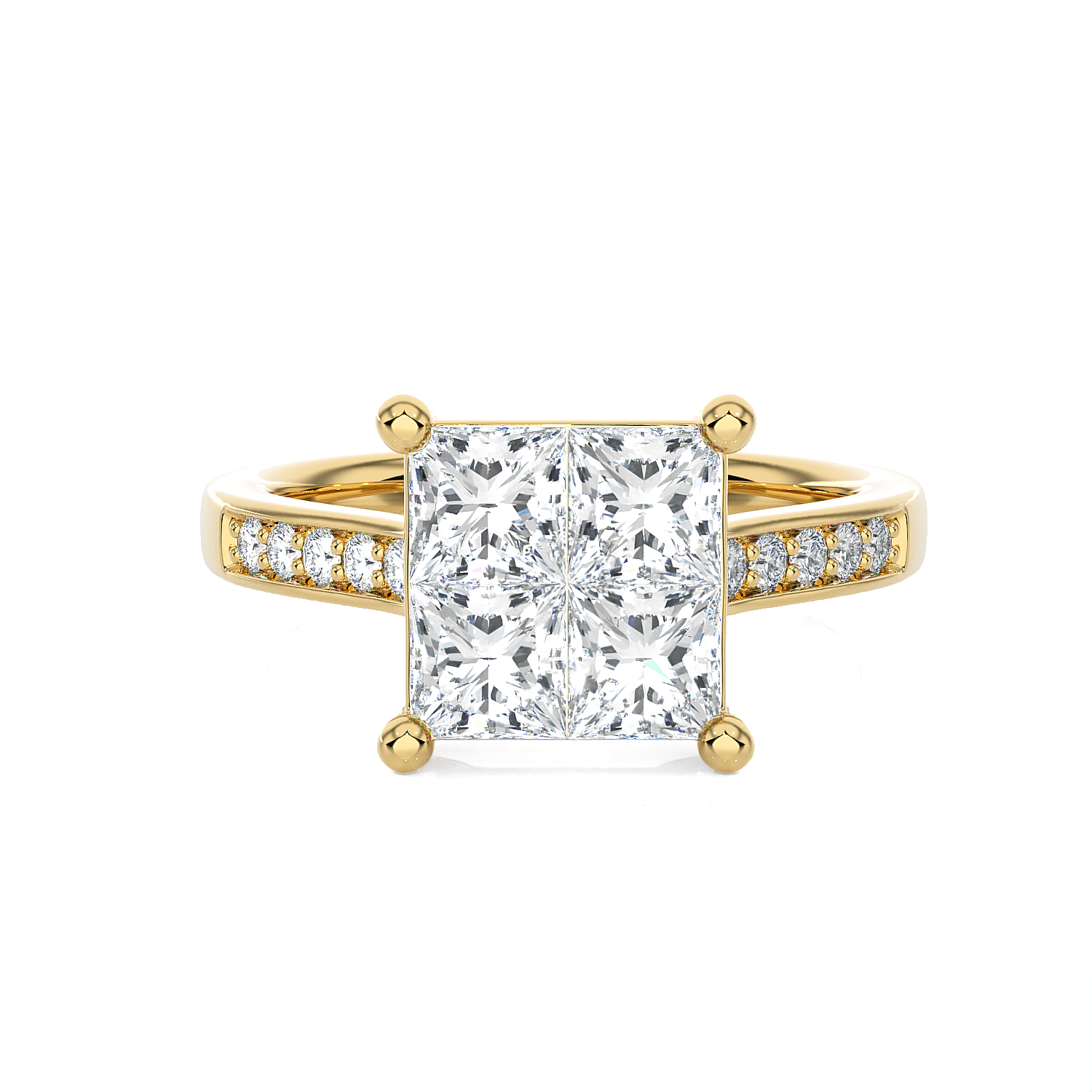 1 3/4 ctw Princess-Cut Lab Grown Diamond Side Stone Engagement Ring