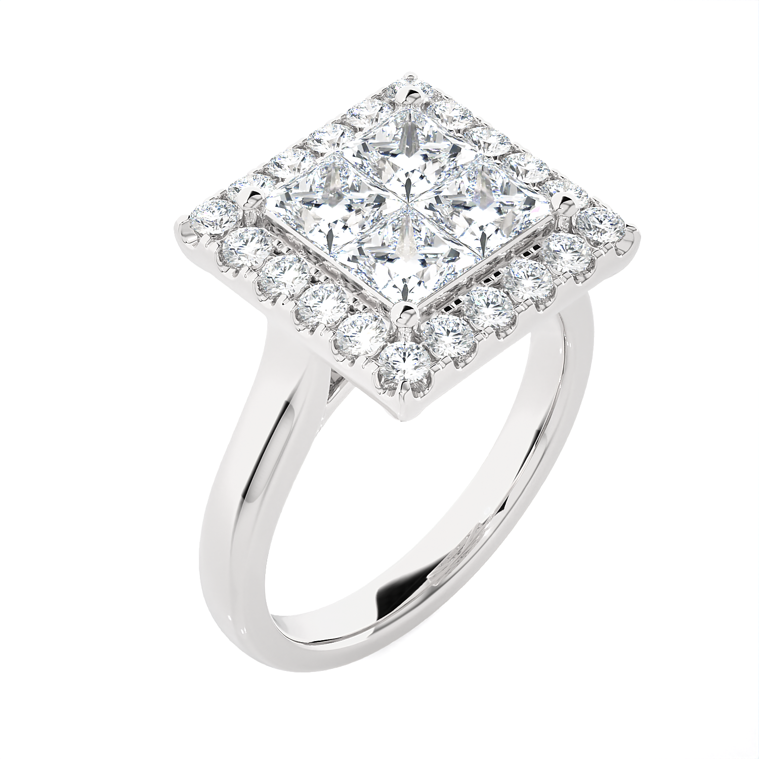 2 ctw Princess-Cut Lab Grown Diamond Halo Engagement Ring