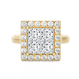 2 ctw Princess-Cut Lab Grown Diamond Halo Engagement Ring
