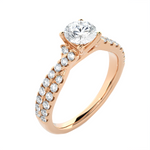 Round Lab Grown Diamond Side Stone Engagement Ring