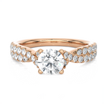 Round Lab Grown Diamond Side Stone Engagement Ring