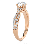 Round Lab Grown Diamond Side Stone Engagement Ring