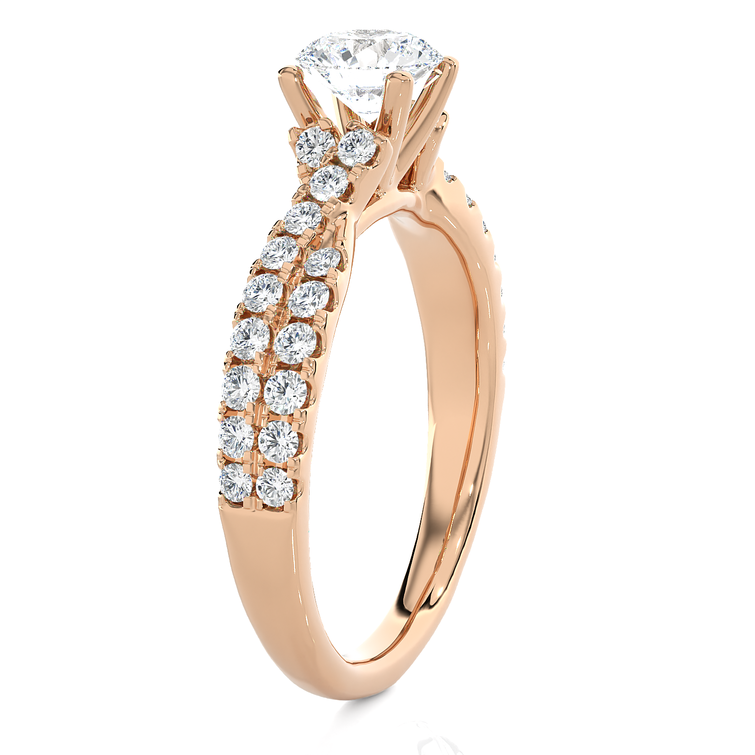 Round Lab Grown Diamond Side Stone Engagement Ring
